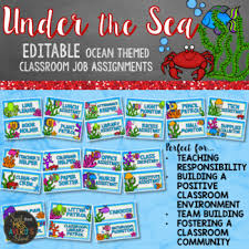 Classroom Job Chart Ocean Theme Editable