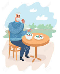 This is probably not true. Vector Cartoon Illustration Of Old Man Eating Healthy Food Lifestyle Royalty Free Cliparts Vectors And Stock Illustration Image 103401322