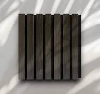 Wood Slat Acoustic Panel Sample in Dark Smoke Natural Oak, Black Felt