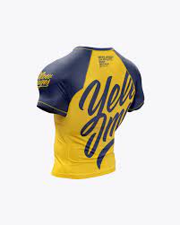 Download Men S Short Sleeve Jersey On Athletic Body Mockup In Apparel Mockups On Yellow Images Object Mockups