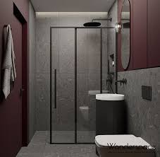 Burgundy Gray Bathroom On Behance In 2020 Burgundy Bathroom Washroom Design Grey Bathrooms