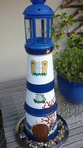 Clay Pot Lighthouse For Yard Selbstgemachte Tongefasse Tontopf Leuchtturm Leuchtturm Basteln