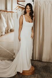 Sydney By Alyssa Kristin Available At Minneapolis Dallas Denver Miami Seattle Portland A Simple Bridal Dresses Crepe Wedding Dress Wedding Dresses Lace