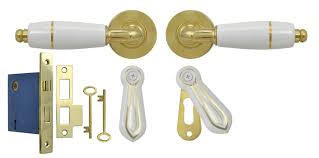 Compare lock, hardware trim and door conditions verify that the stile width is adequate to accept the mortise lock and hardware trim. Vintage Hardware Lighting White Porcelain Lever Door Set With Gold Trim And Skeleton Key Lock Zp1mkkset