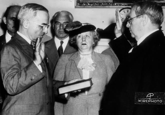Image result for Harry Truman sworn in as president - 1945"