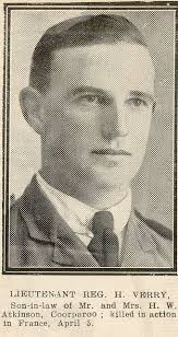 Lieutenant Reginald Herbert Verry, one of the soldiers photographed in The  Queenslander Pictorial supplement to The Queenslander 1918