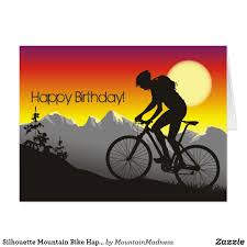 Silhouette Mountain Bike Happy Birthday Big Card Zazzle Com Happy Birthday Greeting Card Happy Birthday Bicycle Happy Birthday Man