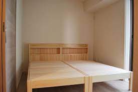 ２台くっつけてキングサイズのオーダー棚付きベッド 1903031 ベッド 棚 木製ベッド