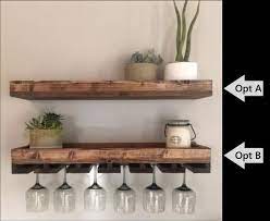 Low Profile Wood Wine Rack Shelf Hanging Stemware Glass Etsy In 2020 Wood Wine Racks Wine Rack Shelf Wine Glass Shelf