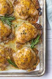 Baked Honey Mustard Chicken Thighs Recipe In 2020 Honey Mustard Chicken Thighs Honey Mustard Chicken Recipes Mustard Chicken Recipes