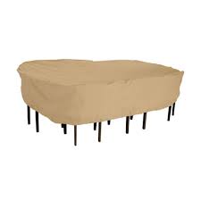 Whether you want a simple space to have your morning coffee or need ample space for entertaining, there are patio dining table and chair sets just for you. Classic Accessories Terrazzo Rectangular Oval Patio Table Chair Set Cover Medium Buy Online In Guernsey At Desertcart