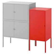 Lixhult Kombinacja Szafek Szary Czerwony 95x35x92 Cm Kupuj Online Lub W Sklepie Ikea Opslag Ikea Stellingkast