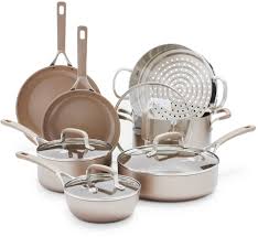 Green Pan Champagne Ceramic Nonstick 11 Piece Cookware Set Cookware Set Greenpan Safest Cookware