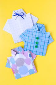 Fold the paper vertically in half along the yellow line to form the card. 5 Minute Diy Origami Shirt Card For Father S Day Club Crafted