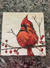 Acrylic Bird Paintings On Canvas 23 Monterno Kamba Kokkinwn Pthnwn Akrylika Art Painting Bird Painting Acrylic Birds Painting