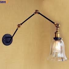 Iwhd Glass Loft Industrial Wall Light Fixtures Swing Long Arm Wall Lamp Vintage Led Stair Lighting Sconce Lampe Ap Wall Lamp Wall Lights Industrial Wall Lights