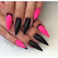 Black And Pink Ombre Stiletto Nails Neon Pink Black Stiletto Nail Art Pink Nails Black Stiletto Nails Black Nail Designs
