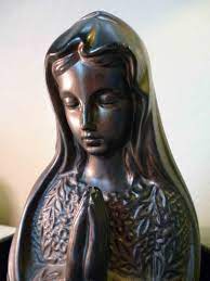 Vintage Black Virgin Mary Madonna Ceramic Art Deco Enesco Music Trinket Jewlery Ring Box Catholic Christian Jesus Art Deco Jewelry Virgin Mary Queen Of Heaven