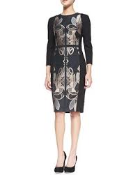 Ted Baker London Tasiele 3 4 Sleeve Dress W Brocade Front Designer Outfits Woman Black Dress With Sleeves Ladies Dress Design