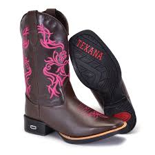 Bota Texana Couro Country Feminina Bordada Pink Lançamento -FAK 6103 -  Feminino, Botas Texanas- na Loja Country