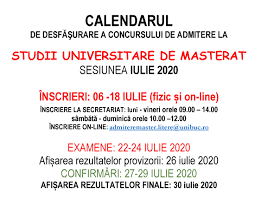 Facultatea de filologie, facultatea de matematică și facultatea de ştiințe biologice și agricole. Admitere Master 2020 Facultatea De Litere