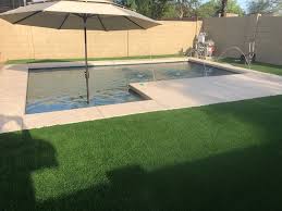 Pebblesheen Blue Surf Acrylic Decking Tea And Cream Waterline Tile Nmve 610 Arizona Backyard Arizona Pool Design Backyard Pool