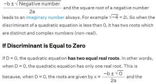 Solved: If The Discriminant Of Quadratic Equation Is Negative Integer The  Nature Of Roots Is, * A. [Math]