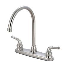 The sink mixer connects the hot water supply to the cold water. Olympia Faucets Accent Two Handle Kitchen Faucet Brushed Nickel K 5340 Bn Rona