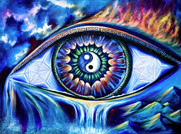 A 57x55 original abstract painting on stretched canvas by nashville artist angela simeone and may be hung horizontally or vertically, unframed. Third Eye Painting By Renee Sarasvati