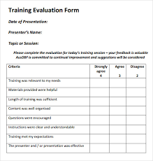 training evaluation form and template koolioo