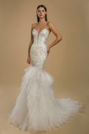 If you compared our dresses with others, you will see that the mermaid style wedding dresses sold here are all very. Strapless Mermaid Lace Embellished Ruffle Skirt Wedding Dress Kleinfeld Bridal