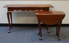 Ethan allen georgian court cherry, coffee table, 2. Lot Queen Anne Style Cherry Sofa Table And A Pembroke Table