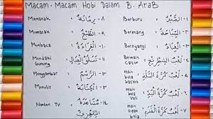 Semoga semua dalam keadaan sehat wal afiyat, dan masih tetap hamaasah (semangat) untuk belajar bahasa arab. 35 Macam Macam Hobi Dalam Bahasa Arab Dan Artinya Dalam Bahasa Indonesia Youtube