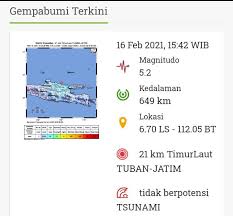 Gempa bengkulu hari ini gempa bengkulu 2021 bengkulu gempa gempa bumi bermagnitudo 4,5 mengguncang kabupaten. Gempa 5 2 Sr Di Tuban Justru Dirasakan Wilayah Timur Indonesia Times Indonesia