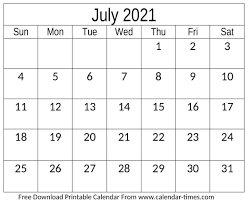 july 2021 calendar blank printable monthly template