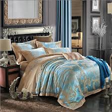 Embroideried Duvet Cover Glod Floral Pattern Luxury Style Bedding Set King Queen