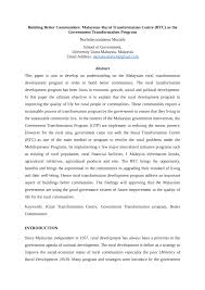 Malezya hükümeti devlet bakanlığı (tr); Pdf Building Better Communities Malaysian Rural Transformation Centre Rtc As The Government Transformation Program