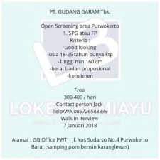 Check spelling or type a new query. Lowongan Kerja Gudang Garam Lamongan Diutamakan Wanita Cari Kerja
