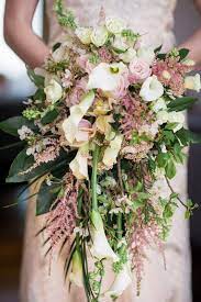 Park Florist Blush Cascading Bouquet Art Decor Style Calla Lilies Astilbe Fai Spring Wedding Flowers Bouquet Flower Bouquet Wedding Bright Wedding Flowers