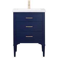 Buy the best bathroom vanities. Design Element Mason 24 In Blue Single Sink Bathroom Vanity With White Porcelain Top S01 24 Blu Rona