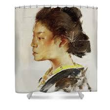 Study Head Of A Japanese Girl, 1890 92 Oil On Board Wood Print by Robert Frederick  Blum