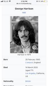 In 1978, harrison, newly married to olivia arias and the father of a young son, dhani, returned to the studio to record his eighth solo album, george harrison, which was released the following year. So Apparently According To Wikipedia George Harrison Died Today Ugh R I P George Thebeatles