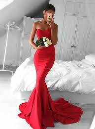Evening Dress Red Sweetheart Satin Mermaid Prom Dress Formal Gown Red Mermaid Prom Dress Evening Dresses Prom Mermaid Evening Dresses