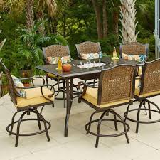 Hampton Bay Vichy Springs 7 Piece Patio High Dining Set Frs80589ah St The Home Depot Bar Height Patio Furniture Patio Dining Set Outdoor Dining Table