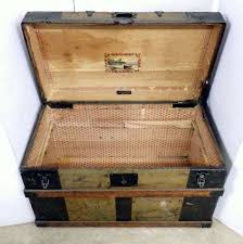 1800's Victorian steamer trunk by Paul Eifert, Grand Rapids, MI, perfect  for restoration project, outside- 34"W x 19 1/2"D x 21 1/2"H, no key found  for lock, handles need repair, clasps do