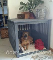 Diy Dog Kennel From Upcycled Crib And Reclaimed Wood Plus Homemade Doggie Bed C Down Any Road Visit Http Ww Diy Dog Kennel Dog Beds Homemade Diy Dog Crate