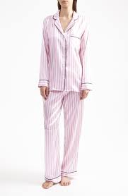 Black And White Striped Silk Pajamas 