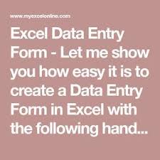 Create Form In Excel For Data Entry Myexcelonline Microsoft Excel Tutorial Excel Shortcuts Excel Tutorials