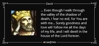 4 yea, though i walk through the valley of the shadow of death, i will fear no evil: David Quote Even Though I Walk Through The Valley Of The