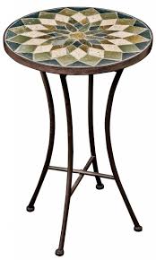 Nothing ties a room together better than a great large moroccan coffee table in round tile mosaic, delicately made in fez with a traditional islamic moorish geometric pattern. Chosen By Jessica Ltd Small Outdoor Mosaic Table Vintage Style Green Tiles Iron Legs Patio Garden Buy Online In Dominica At Dominica Desertcart Com Productid 58760869